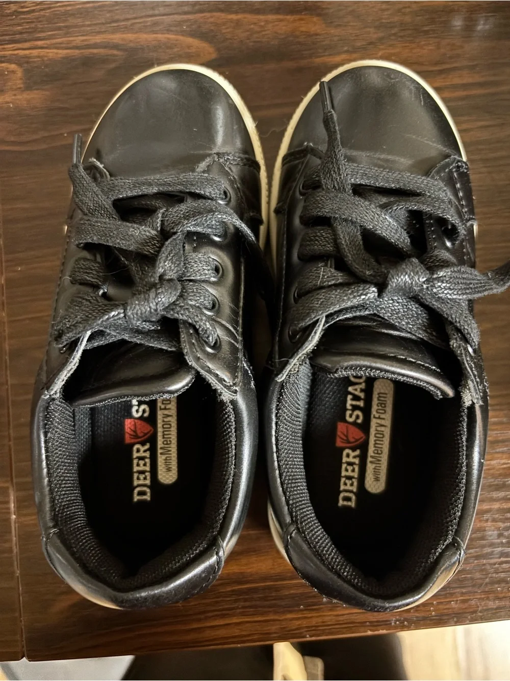 Deer Stags Black Kids Dress Sneakers with White Trim